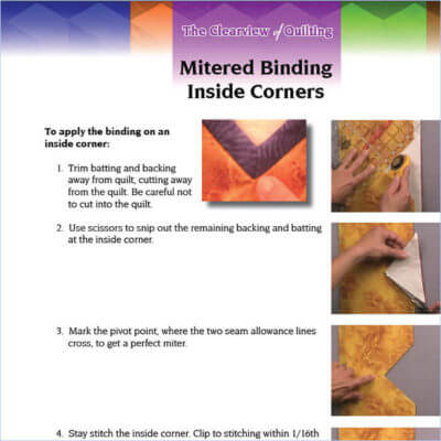 Handout for Video: Mitered Binding Inside Corners